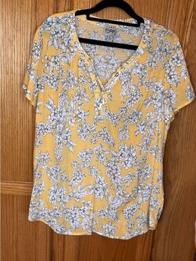 Como Vintage Yellow Floral Boho Blouse XL